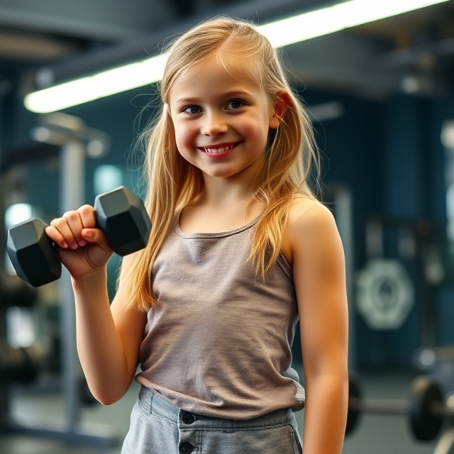 a-thirteen-year-old-blond-girl-standing-lifting-a-dum